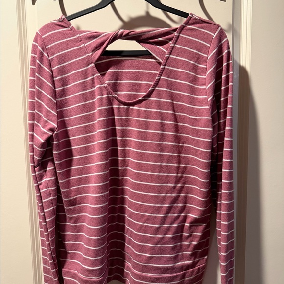 Stitch Fix Pink Clover Mauve Striped Long Sleeve Top - Picture 2 of 3